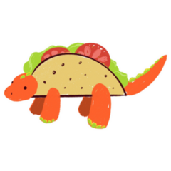 Illustration Of Orange Dinosaur In Taco Sticker