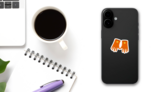 Illustration Of Orange Gardening Gloves Sticker on a Phone (New) example