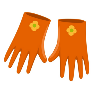 Illustration Of Orange Gardening Gloves Sticker