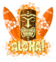Illustration Of Orange Tiki Mask Aloha Sticker
