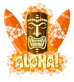 Illustration Of Orange Tiki Mask Aloha Sticker