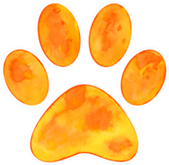 Illustration Of Orange Watercolor Animal Paw Print Sticker
