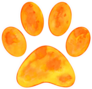 Illustration Of Orange Watercolor Animal Paw Print Sticker