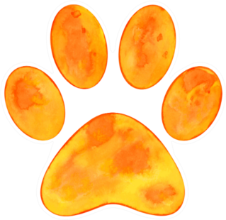 Illustration Of Orange Watercolor Animal Paw Print Sticker