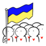 Illustration Of People Holding Ukraine Flag Sticker