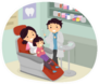 Illustration Of People On A Dentist Chair Sticker