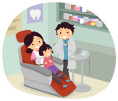 Illustration Of People On A Dentist Chair Sticker