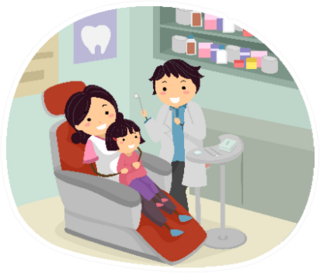 Illustration Of People On A Dentist Chair Sticker
