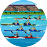 Illustration Of People Riding Canoes Rowing Sticker