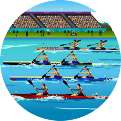 Illustration Of People Riding Canoes Rowing Sticker
