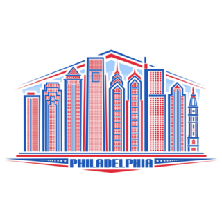 Illustration Of Philadelphia Pennsylvania Cityscape Urban Sticker