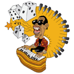 Illustration Of Piano Player & Dice Sticker