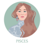 Illustration Of Pisces Astrological Girl Circle Sticker
