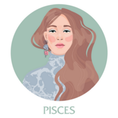 Illustration Of Pisces Astrological Girl Circle Sticker