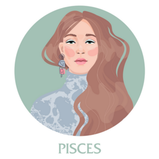 Illustration Of Pisces Astrological Girl Circle Sticker