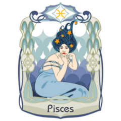 Illustration Of Pisces Horoscope Sign Emblem Sticker
