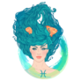 Illustration Of Pisces Woman With Fish In Hair Sticker
