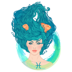 Illustration Of Pisces Woman With Fish In Hair Sticker