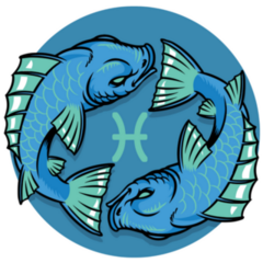 Illustration Of Pisces Zodiac Fish Blue Sticker