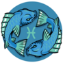 Illustration Of Pisces Zodiac Fish Blue Sticker