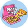 Illustration Of Pizza Love Hearts Lettering Sticker