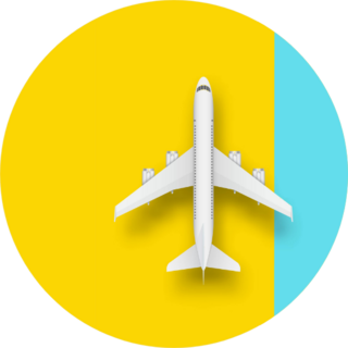 Illustration Of Plane Isolated On Yellow Blue Sticker