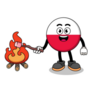 Illustration Of Poland Flag Burning A Marshmallow Sticker