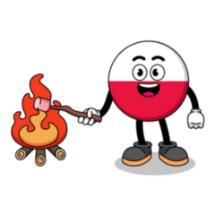 Illustration Of Poland Flag Burning A Marshmallow Sticker