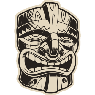 Illustration Of Polynesian Tiki Mask Sticker