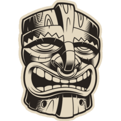 Illustration Of Polynesian Tiki Mask Sticker