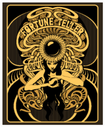 Illustration Of Pretty Woman With Crystal Ball Artwork Sticker