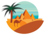 Illustration Of Pyramids And Desert With Camels Sticker