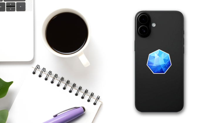 Illustration Of Realistic Shiny Blue Jewel Sticker on a Phone (New) example