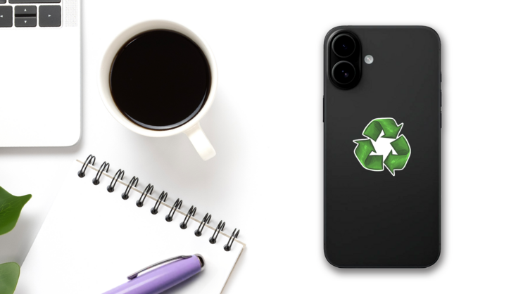 Illustration Of Recycle Symbol Drawn Sticker on a Phone (New) example