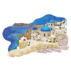 Illustration Of Santorini Greece Art Sticker