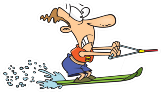 Illustration Of Scared Cartoon Man Water Skiing Sticker