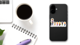 Illustration Of School Kids Following Their Teacher Sticker on a Phone (New) example
