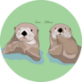 Illustration Of Sea Otter On Green Sticker