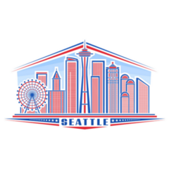 Illustration Of Seattle Cityscape Sticker