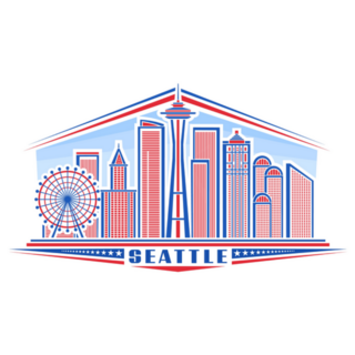 Illustration Of Seattle Cityscape Sticker