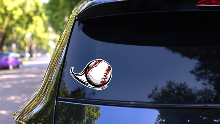 Illustration Of Softball Or Baseball With Movement Motion Sticker on a Rear Car Window (New) example