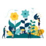 Illustration Of Spring Flowers In The Garden Sticker