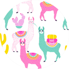 Illustration Of Sweet Colorful Llama Sticker