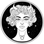 Illustration Of Taurus Astrological Woman Black & White Sticker