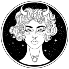 Illustration Of Taurus Astrological Woman Black & White Sticker 