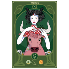 Illustration Of Taurus Zodiac Woman Sticker
