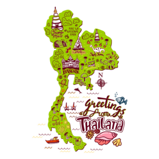 Illustration Of Thailand Map Greetings From Thailand Sticker