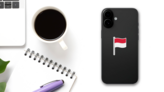 Illustration Of The Flag Of Indonesia Sticker on a Phone (New) example