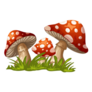 Illustration Of Three Red Mushrooms In The Grass Sticker