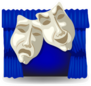 Illustration Of Tragic And Comic Mask On Theater Curtain Sticker